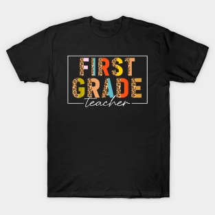 First Grade Teacher Leopard Back To School Appreciation Day T-Shirt